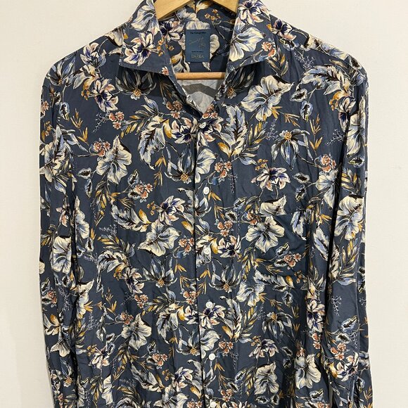 BARBA Napoli Dandy Life Multicolor Floral Button-down Casual Dress Shirt 17 XL - Picture 2 of 3